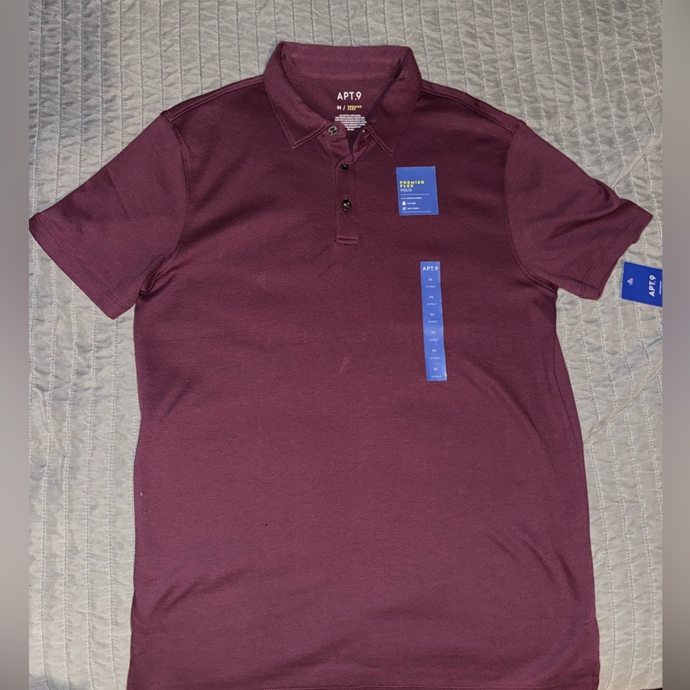 Maroon Short Sleeve Polo - Apt 9. BRAND NEW.